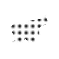 Obraz premium Slovenia halftone map vector with dotted country silhouette, black dot pattern outline, minimal abstract geographic design for posters, prints, and infographics