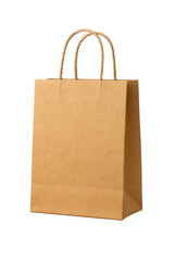 Empty reusable brown kraft paper shopping bag isolated on transparent PNG