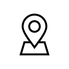 Geolocation map marker label. Map pointer icon. Address designation. GPS location symbol. Pin point sign. Raster icon.
