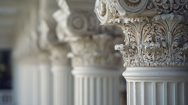 Ornate White Columns With Detailed Carvings architecture carved