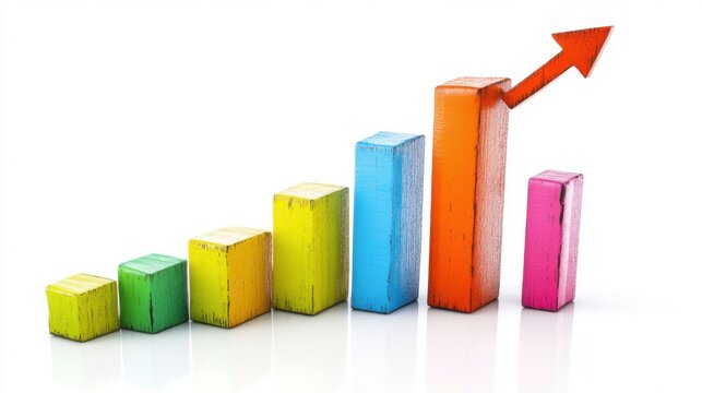 A series of colorful bar charts arranged in ascending order, illustrating growth