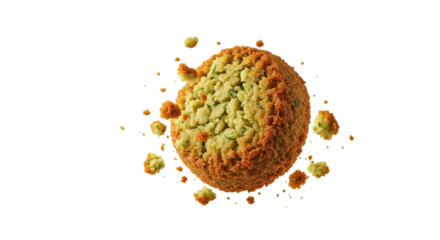 Delicious Falafel Delight, Freshly Prepared Middle Eastern Cuisine Ready to Savor and Enjoy, Floating Mid-Air, Isolated on a White Background