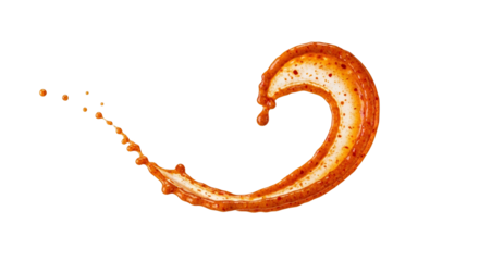 Dynamic vortex of vibrant orange fluid against a stark white backdrop showcasing motion and energy