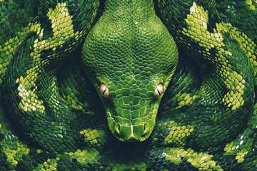 Obraz premium Green Snake skin texture isolated. Close-up snake scales. Reptile skin. Realistic snake pattern. Snake scale texture. Detailed snake skin close-up. Exotic Animal texture. Snake design texture.