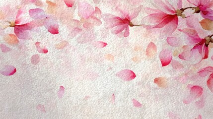 A delicate watercolor illustration of pink flowers and petals, creating a soft, dreamy background with a gentle, floral aesthetic.