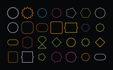 Colorful Neon Geometric Shapes Bundle Starburst Polygon Set