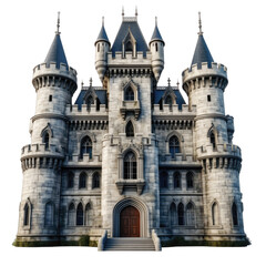 Obraz premium Majestic Gothic Castle With Intricate Stone Architecture And Tall Towers Isolated On Transparent Background