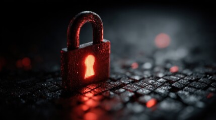Red question marks on dark surface symbolize Cybersecurity, Password Theft, Online Security Threats, and data protection