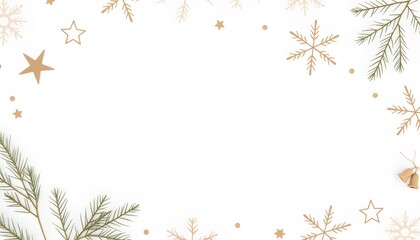 Elegant Festive Border with Snowflakes and Stars for Holiday Greetings and Decor