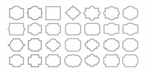 Fototapeta premium Collection of decorative gray frames and borders