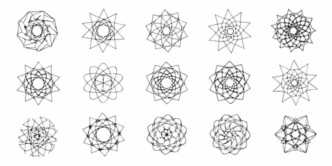 Collection of intricate geometric star and mandala designs
