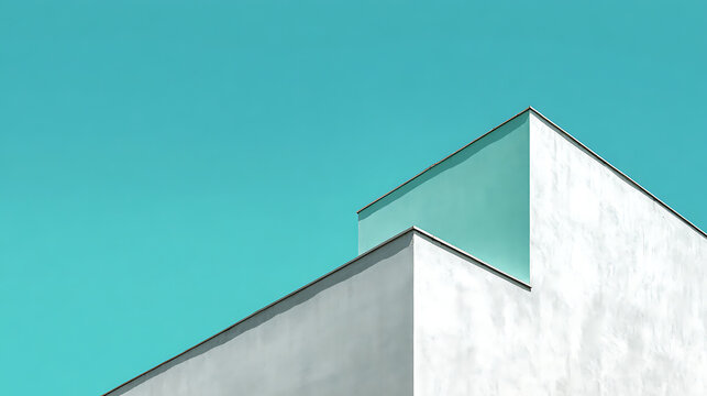 White and teal building edges against bright sky architecture minimalist