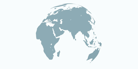 Stylized globe showing europe africa and asia on white background