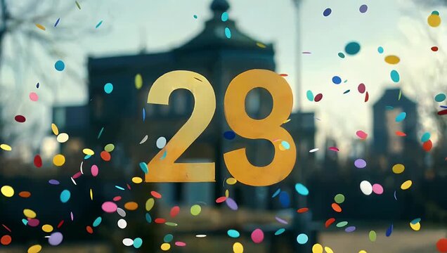 lively 4K animation where scattered multicolored confetti pieces float gracefully air gradually combining form complete &ldquo;2026&rdquo; numerals creating joyful celebration effect