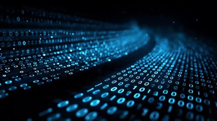 Dynamic stream of digital data flowing with blue light, perfect for technology and innovation videos, representing data transfer and connectivity - Powered by Adobe