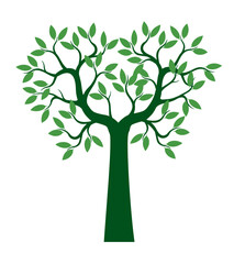 Obraz premium A tree drawn by hand. Green leaves on branches. Vector Illustration.