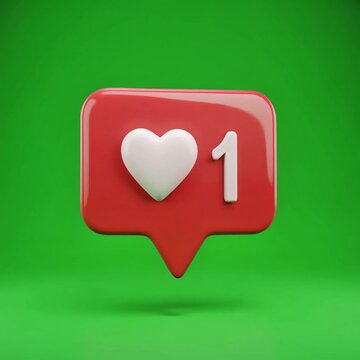 3D Social Media Like Notification Icon on Green Background