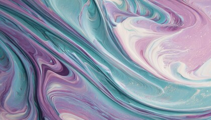 Swirling lavender teal marble with soft purple haze abstract background