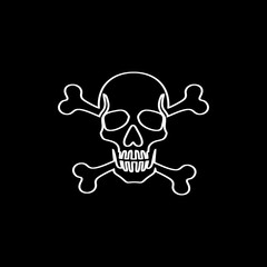 Skull illustration logo design, pirate symbol, skull head silhouette, ghost, adventure, head, skeleton, icon, graphic, death, logo, isolated, illustration, symbol, dead, horror, element, black