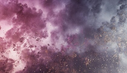 Swirling magenta smoke with golden particles abstract dust