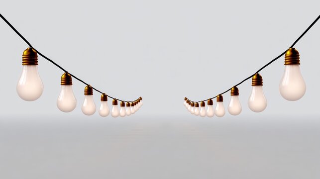 Decorative string lights with vintage bulbs hanging in a symmetrical arrangement against a soft gradient background, creating a warm and inviting atmosphere for celebrations or gatherings