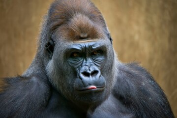 Intense Portrait of a Male Gorilla - Wildlife Close-Up