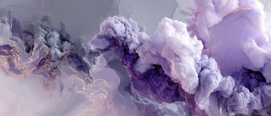 Swirling violet and gray smoke with golden veins purple