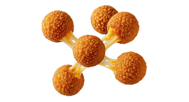 Golden cheesy delights a network of tasty mozzarella balls a visual food symphony  crispy crust a culinary architecture of textures