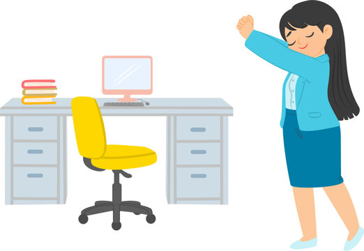 office worker streching in office