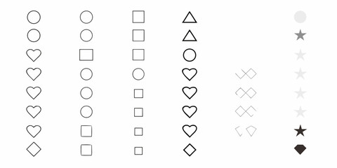 Collection of geometric shapes and symbols in rows