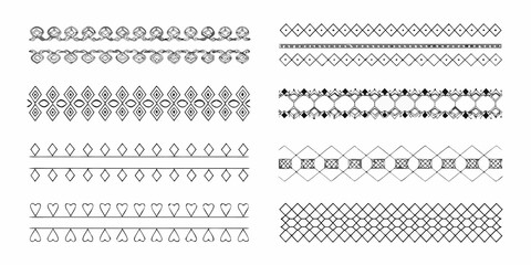 Collection of hand drawn decorative borders and patterns