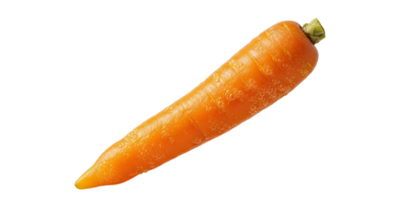 Vibrant carrot portrait in studio setting against a clean white backdrop ideal for commercial or educational projects depicting healthy eating and