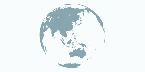 Stylized globe showing asia and australia on white background