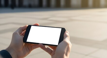 Un primer plano de una mujer usando su teléfono inteligente mientras camina por la calle al aire libre.