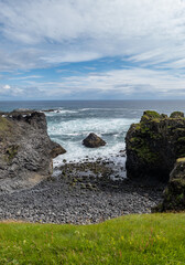 Arnarstapi basalt rocks  in atlantic ocean in Iceland