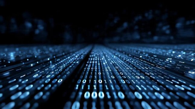 Dynamic digital data stream flowing in cyberspace, a futuristic technology concept for network security and innovation