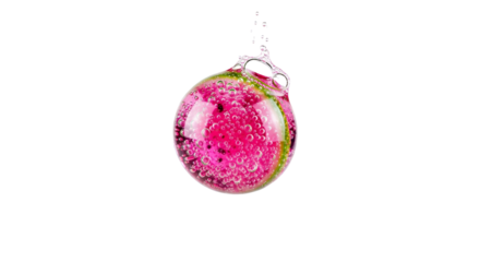 Watermelon suspended in liquid filled with bubbles a refreshing and vibrant representation of summer freshness and the essence of fruit delight
