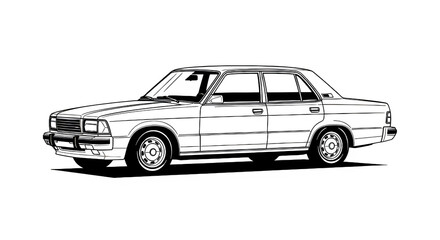 Fototapeta premium Minimalist silhouette of a classic convertible car against a dark background