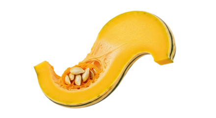 Butternut squash cross-section highlighting vibrant flesh, seeds, culinary ingredient, and organic form showcases its fresh and natural state