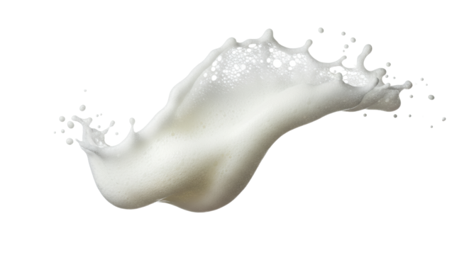 Dynamic milky splash on a clean white backdrop symbolizing freshness, purity and liquid motion capturing the ephemeral moment of dairy in action