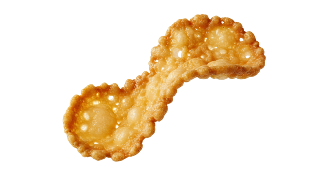 Delicious fried pastry with delicate scalloped edges on a pristine white backdrop showcasing texture and warmth evoking comfort foods