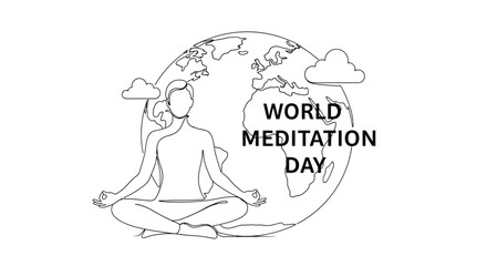 A person meditating in the lotus position with the world held above their head