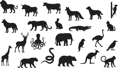 set of animals silhouettes