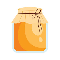 Simple isolated honey jar with rustic paper lid for food production and packaging vector illustration