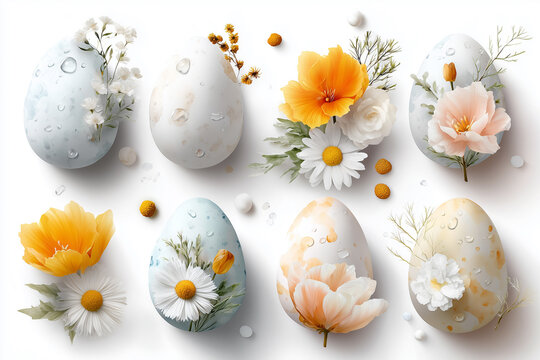 Florale Ostereier mit zarten Bl&uuml;ten &ndash; Fr&uuml;hling, Dekoration, Kunst