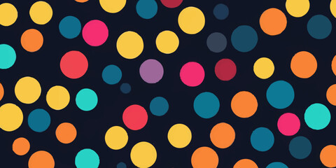 Seamless Christmas polka dots pattern with bright colorful vector circle decoration and glowing lights texture design background