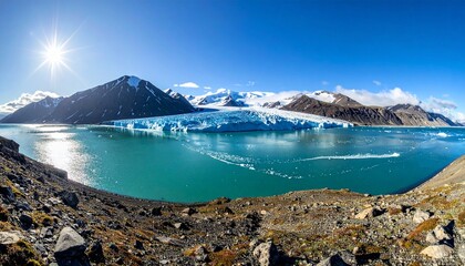 mountain lake and blue sky