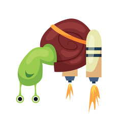 A whimsical illustration of a rocketpowered snail, blending creativity and imaginative design beautifully