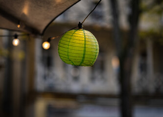 vintage and old paper lantern in city