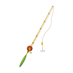 A colorful fishing rod with an attractive lure, designed for anglers seeking adventure and excitement